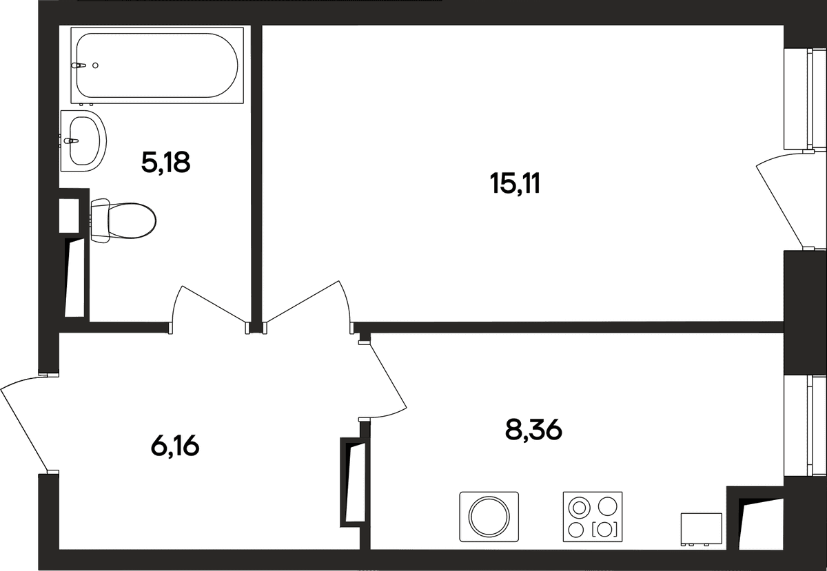 1-к, 34.9 м² · Кубики
