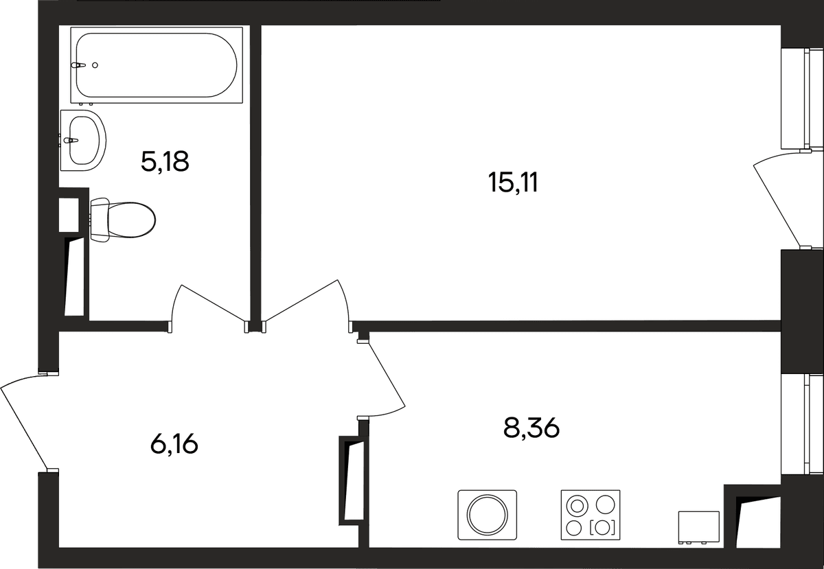 1-к, 35.5 м² · Кубики