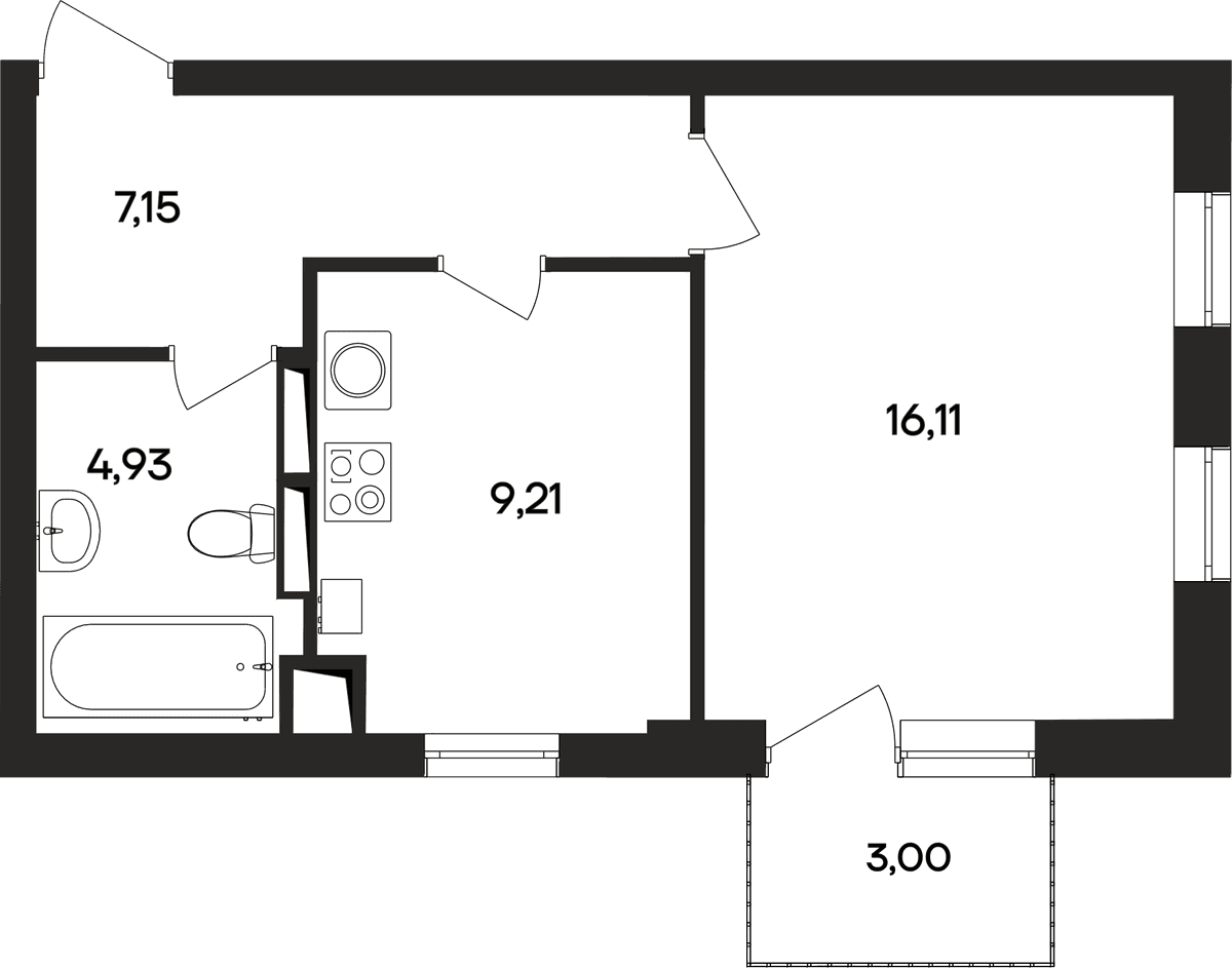 1-к, 40.8 м² · Кубики