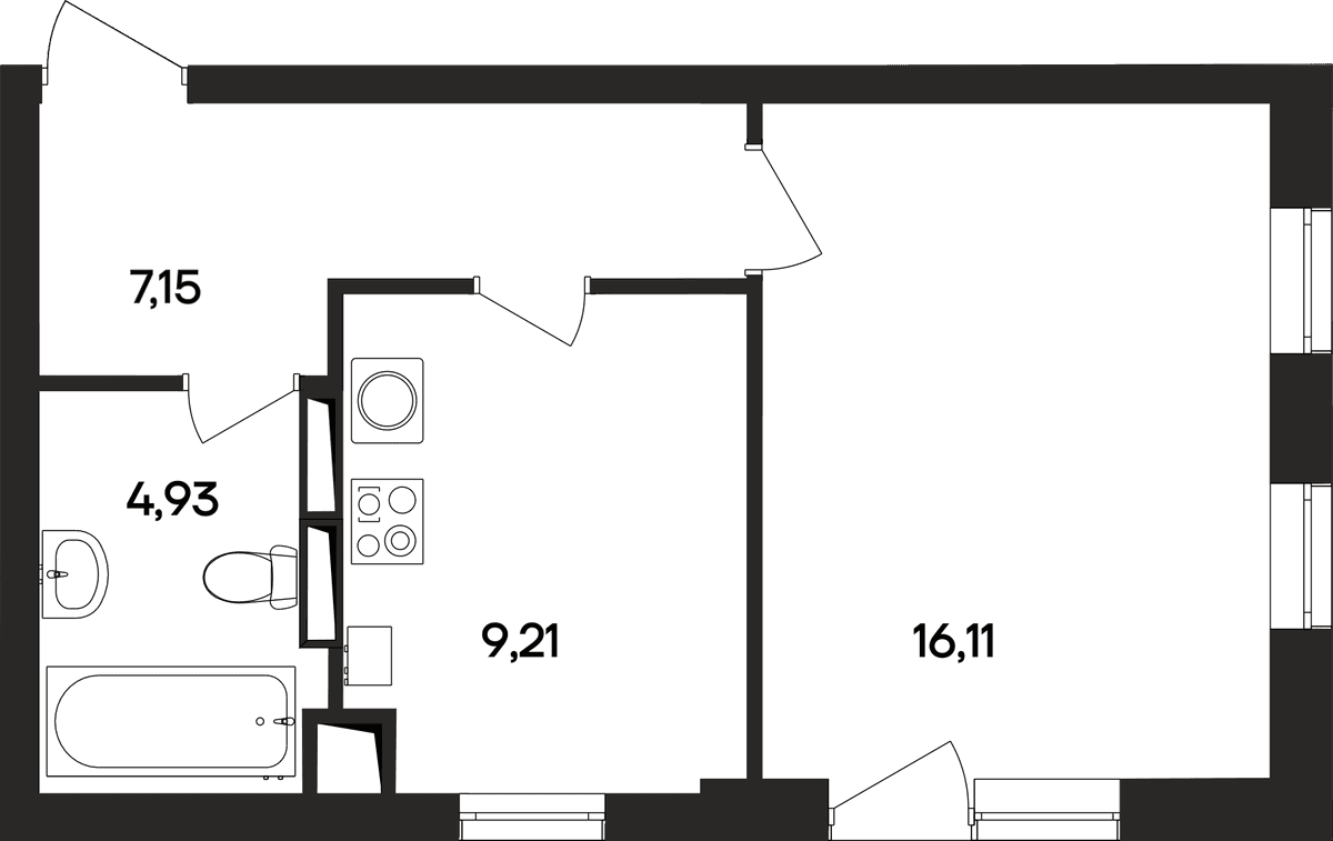 1-к, 37.3 м² · Кубики