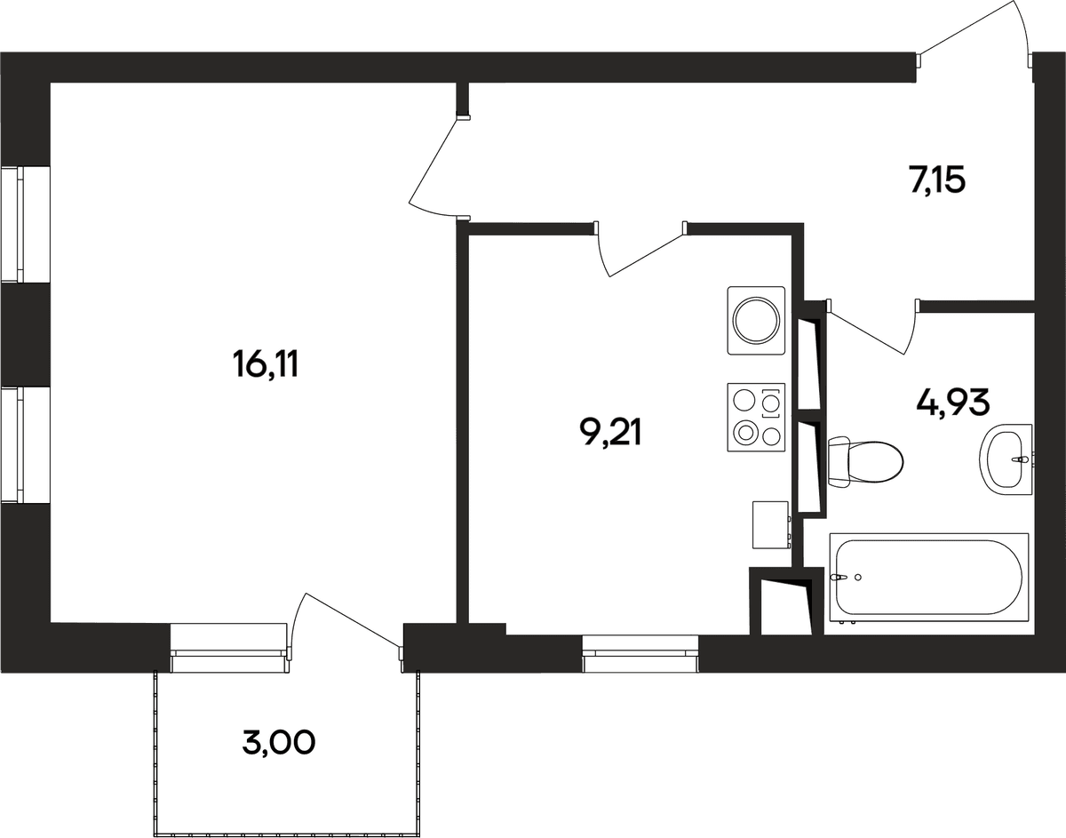 1-к, 40.9 м² · Кубики