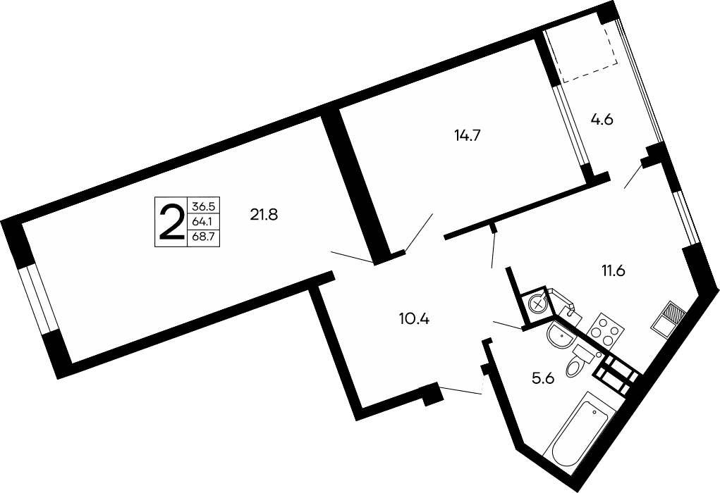 2-к, 68.7 м² · Семейный