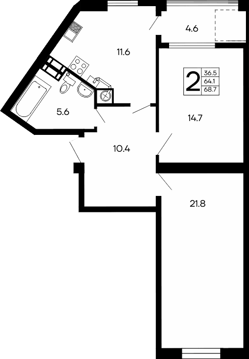 2-к, 68.7 м² · Семейный