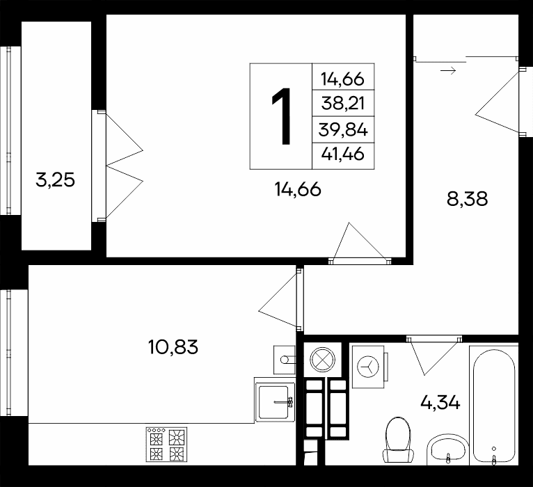 1-к, 41.46 м² · Сезоны