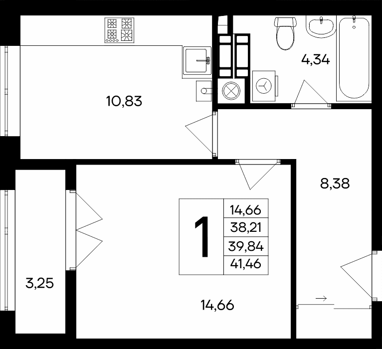 1-к, 41.46 м² · Сезоны