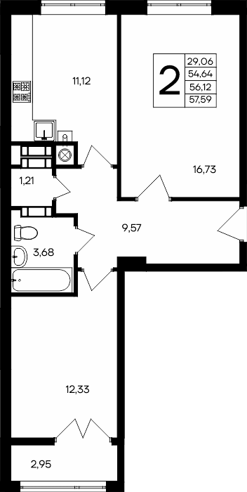 2-к, 57.59 м² · Сезоны