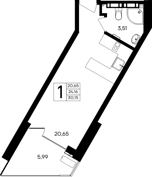 1-к, 30.15 м² · Песок и море