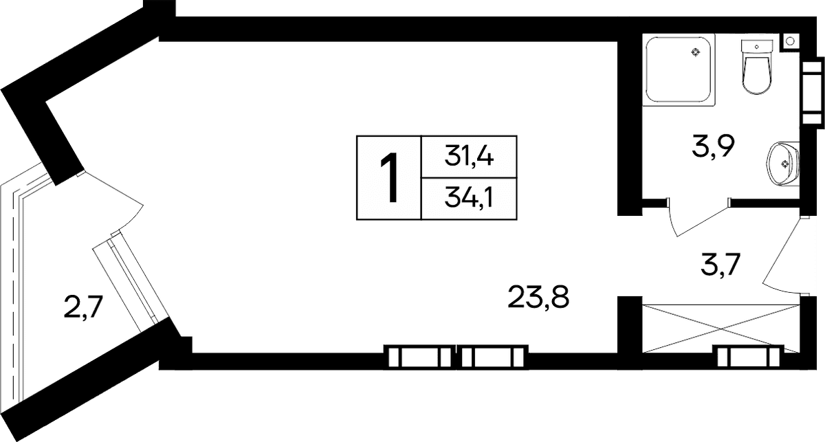 1-к, 34.1 м² · Cosmos Smart Евпатория