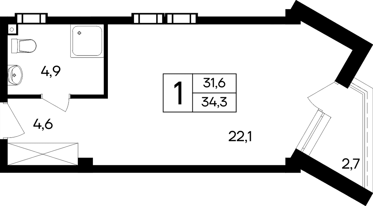 1-к, 34.3 м² · Cosmos Smart Евпатория