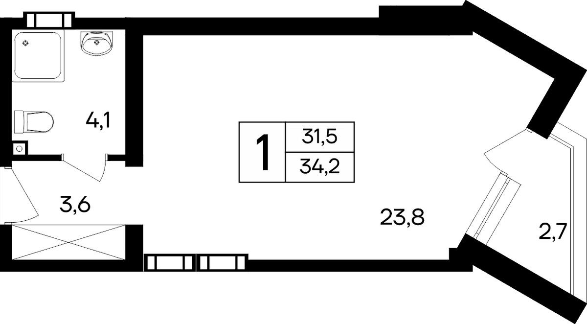 1-к, 34.2 м² · Cosmos Smart Евпатория