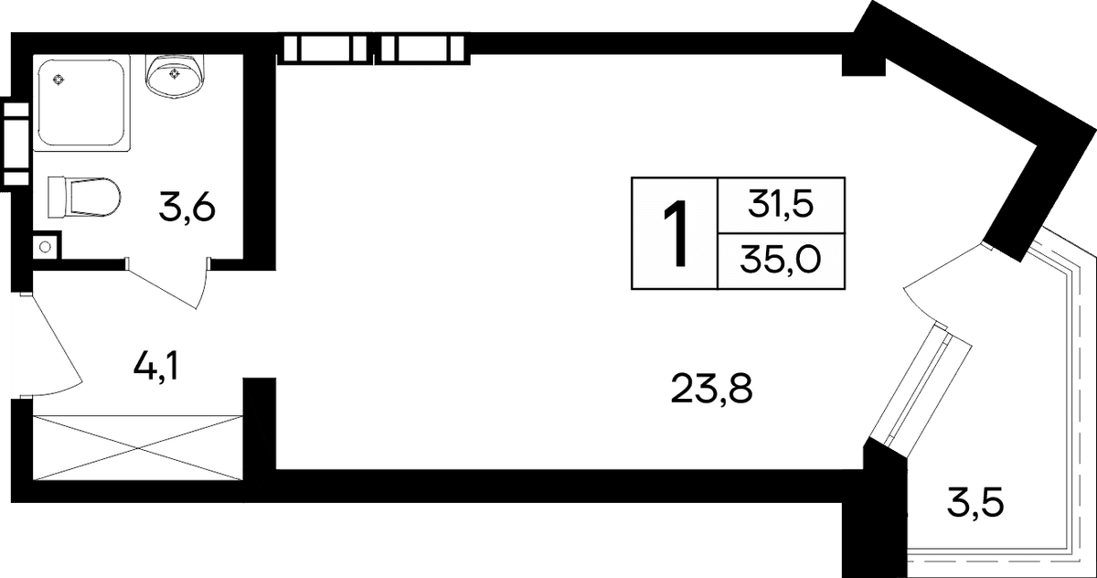 1-к, 35 м² · Cosmos Smart Евпатория