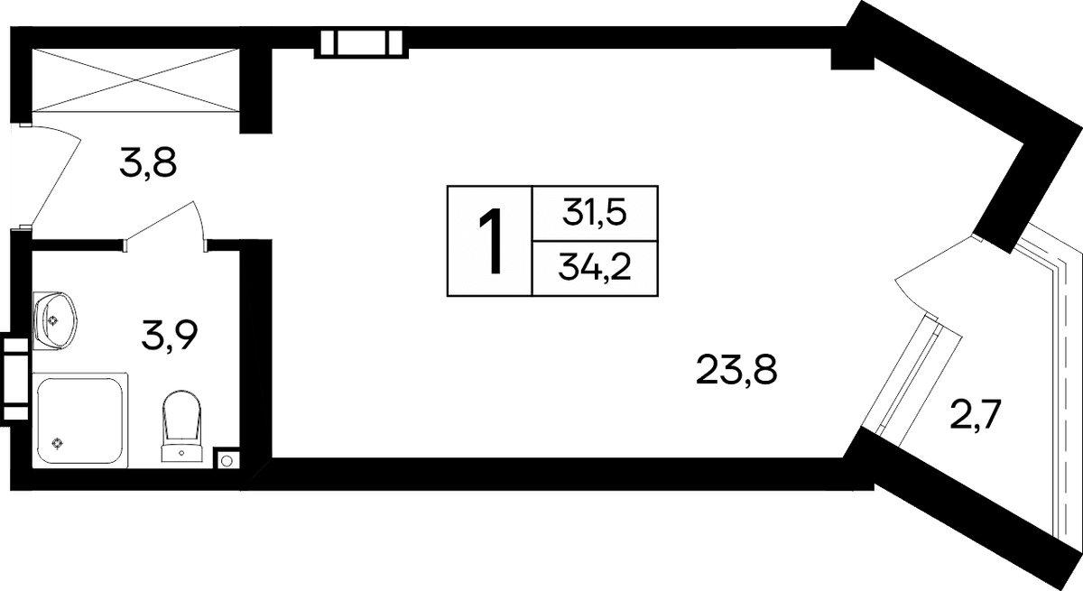 1-к, 34.2 м² · Cosmos Smart Евпатория