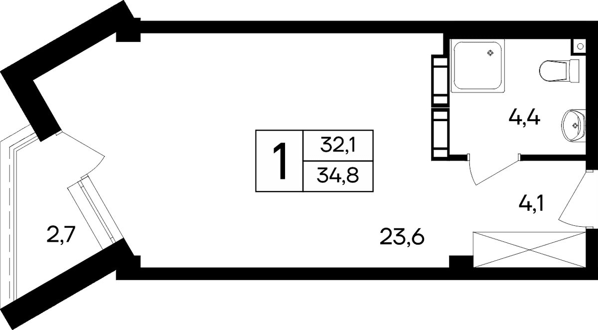1-к, 34.8 м² · Cosmos Smart Евпатория