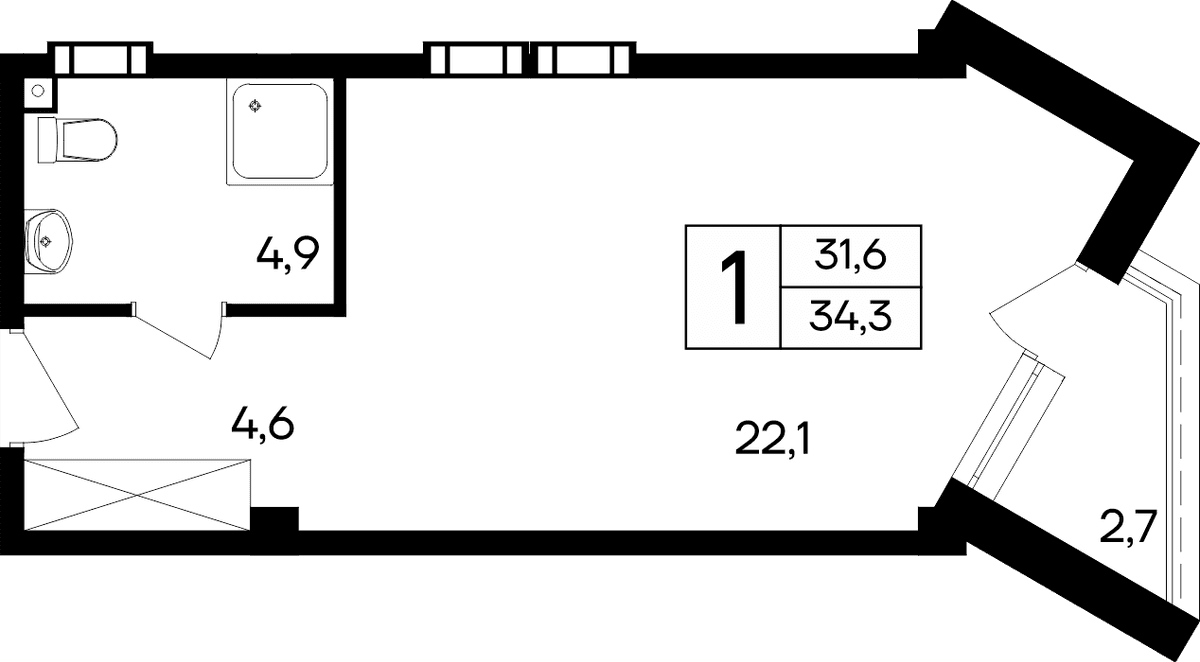 1-к, 34.3 м² · Cosmos Smart Евпатория