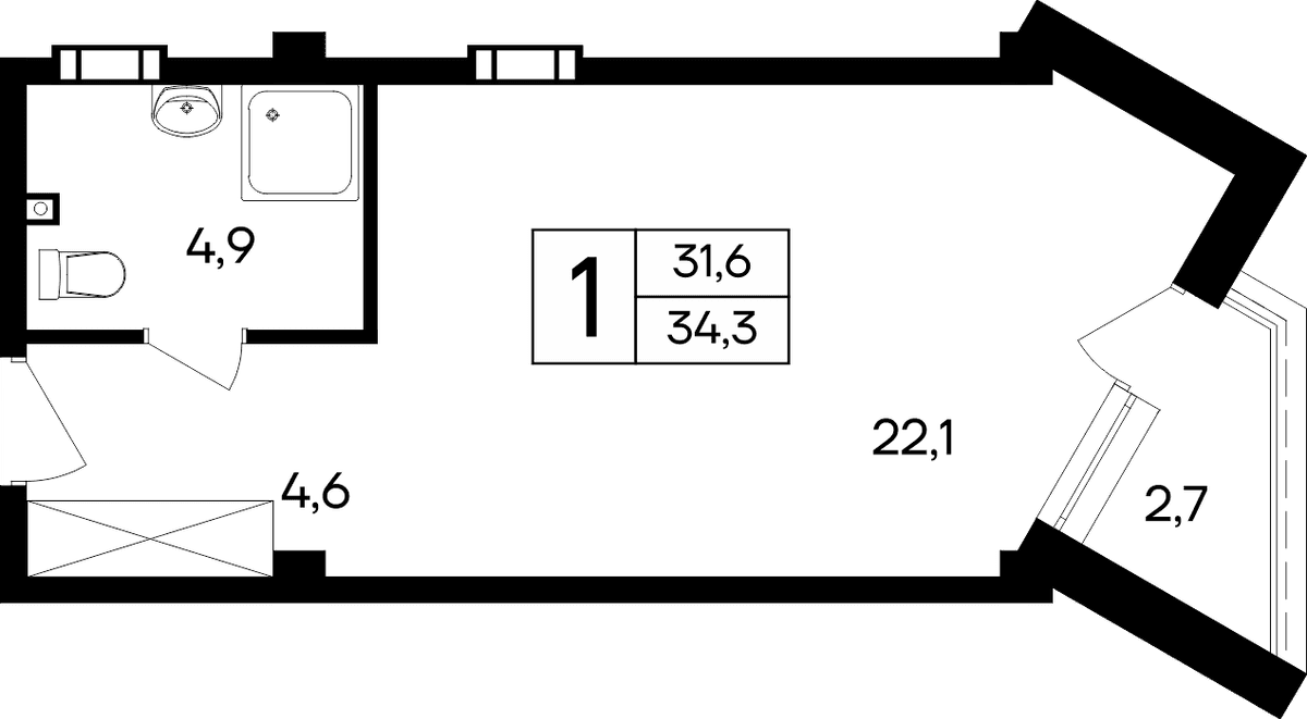 1-к, 34.3 м² · Cosmos Smart Евпатория