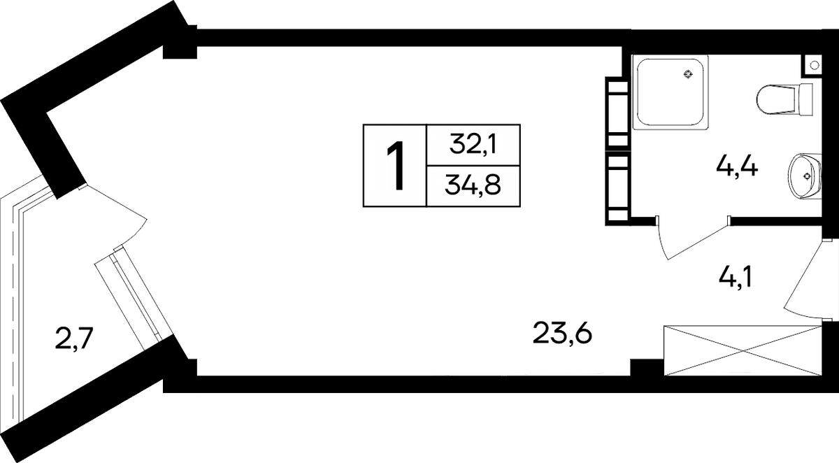 1-к, 34.8 м² · Cosmos Smart Евпатория