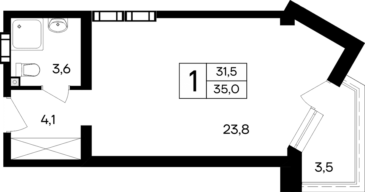 1-к, 35 м² · Cosmos Smart Евпатория