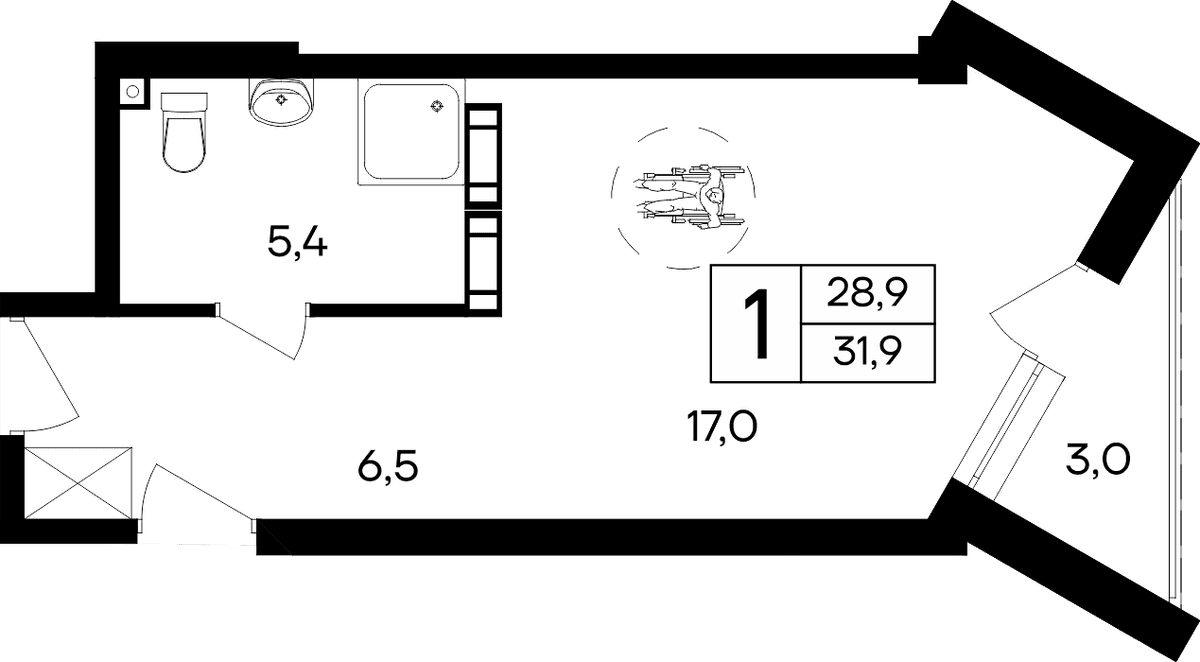 1-к, 31.9 м² · Cosmos Smart Евпатория