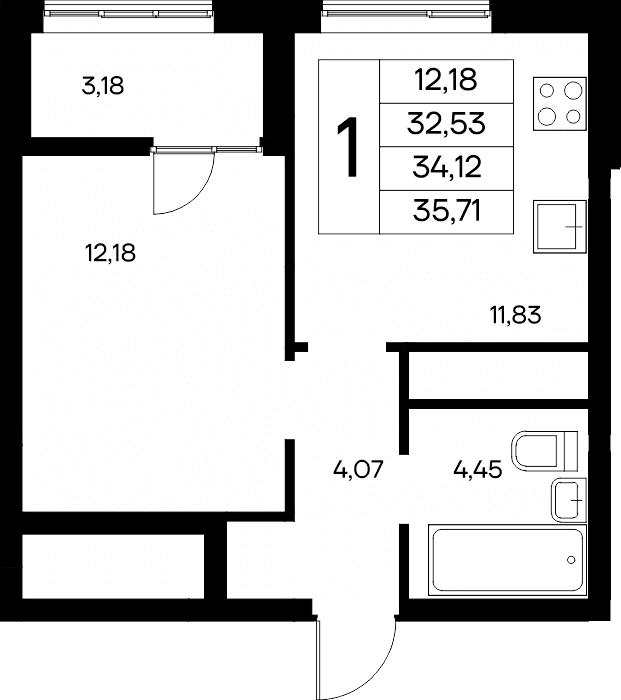 1-к, 35.71 м² · Новый Судак