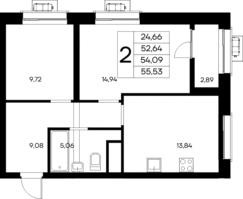 2-к, 55.53 м² · Новый Судак
