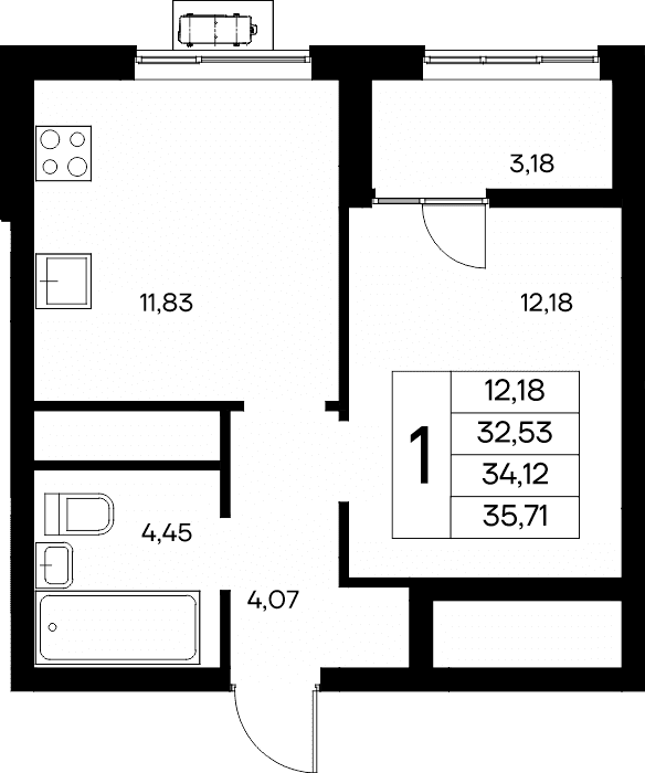 1-к, 35.71 м² · Новый Судак