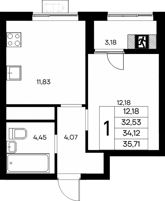1-к, 35.71 м² · Новый Судак