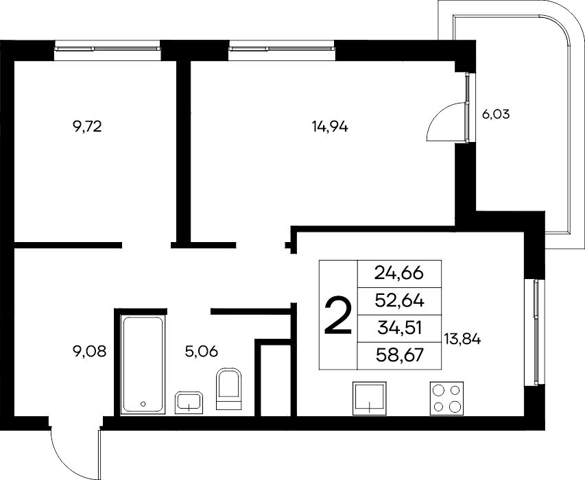 2-к, 58.67 м² · Новый Судак