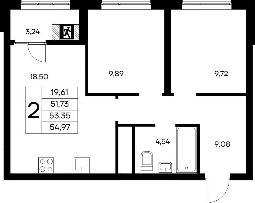 2-к, 54.97 м² · Новый Судак