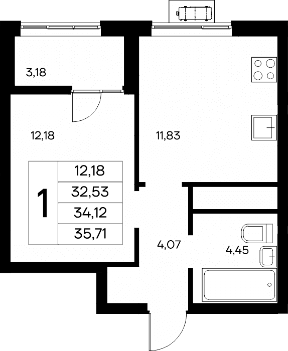 1-к, 35.71 м² · Новый Судак