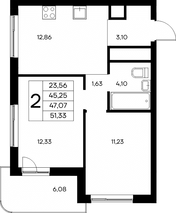 2-к, 51.33 м² · Новый Судак