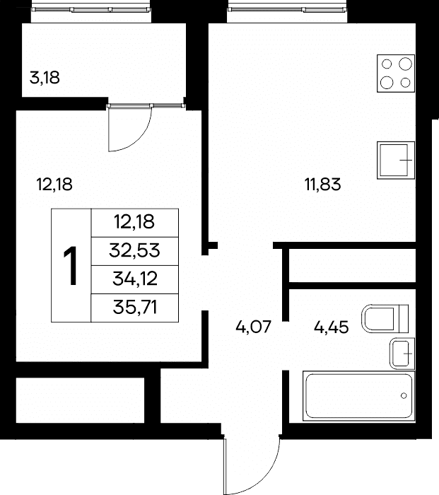 1-к, 35.71 м² · Новый Судак