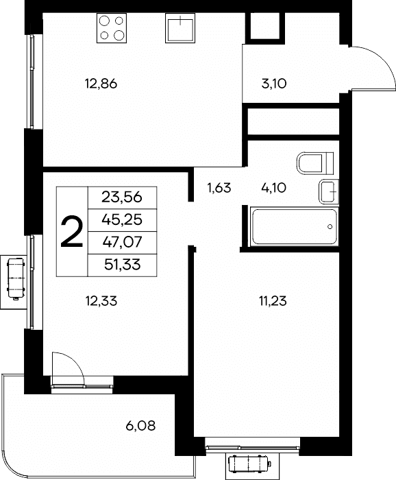 2-к, 51.33 м² · Новый Судак