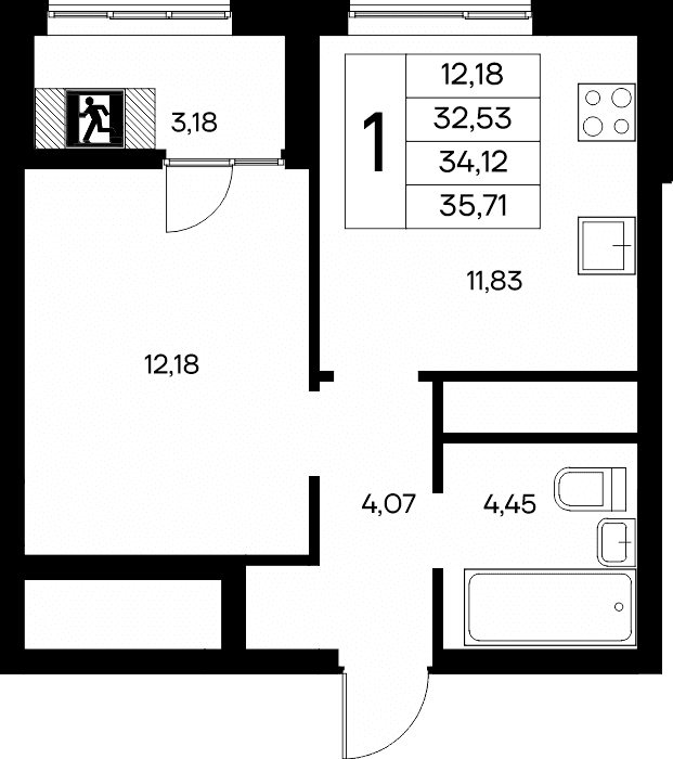 1-к, 35.71 м² · Новый Судак