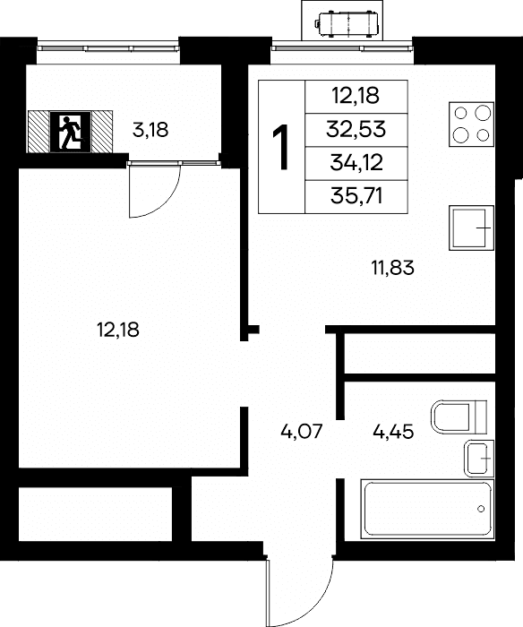 1-к, 35.71 м² · Новый Судак