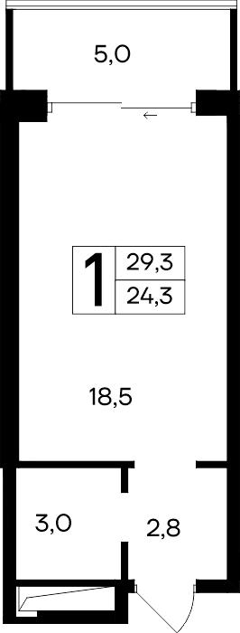 1-к, 29.3 м² · Ривьера Евпатории