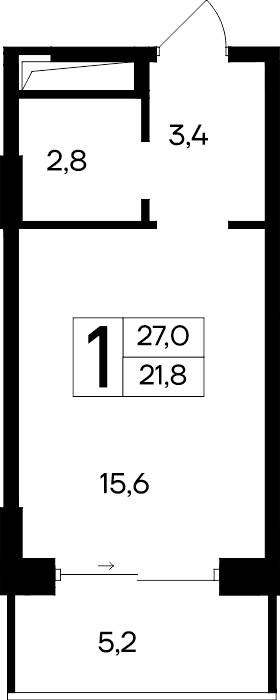 1-к, 27 м² · Ривьера Евпатории