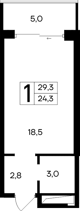 1-к, 29.3 м² · Ривьера Евпатории