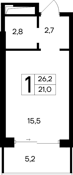 1-к, 26.2 м² · Ривьера Евпатории
