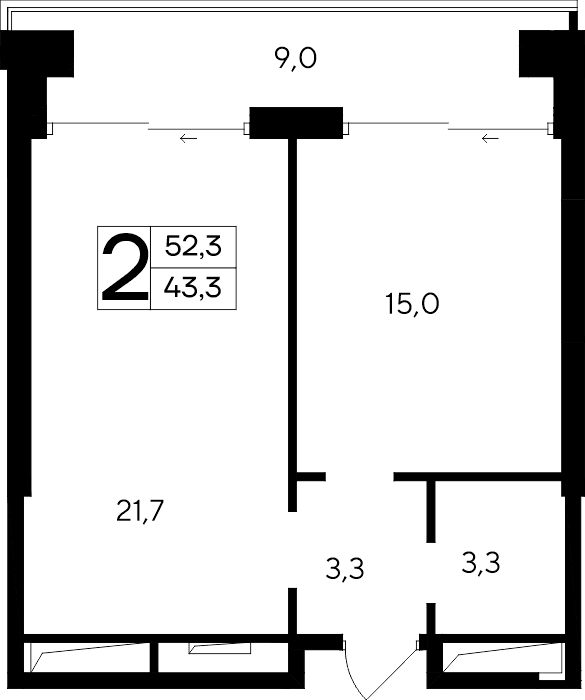 2-к, 52.3 м² · Ривьера Евпатории
