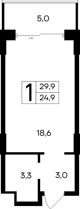 1-к, 29.9 м² · Ривьера Евпатории