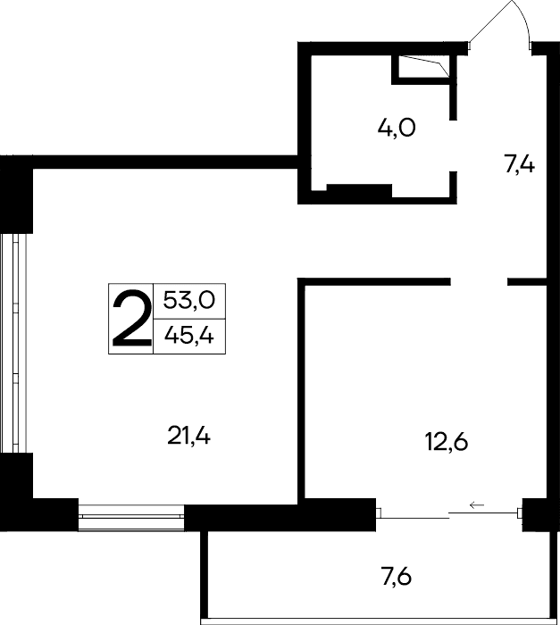 2-к, 53 м² · Ривьера Евпатории