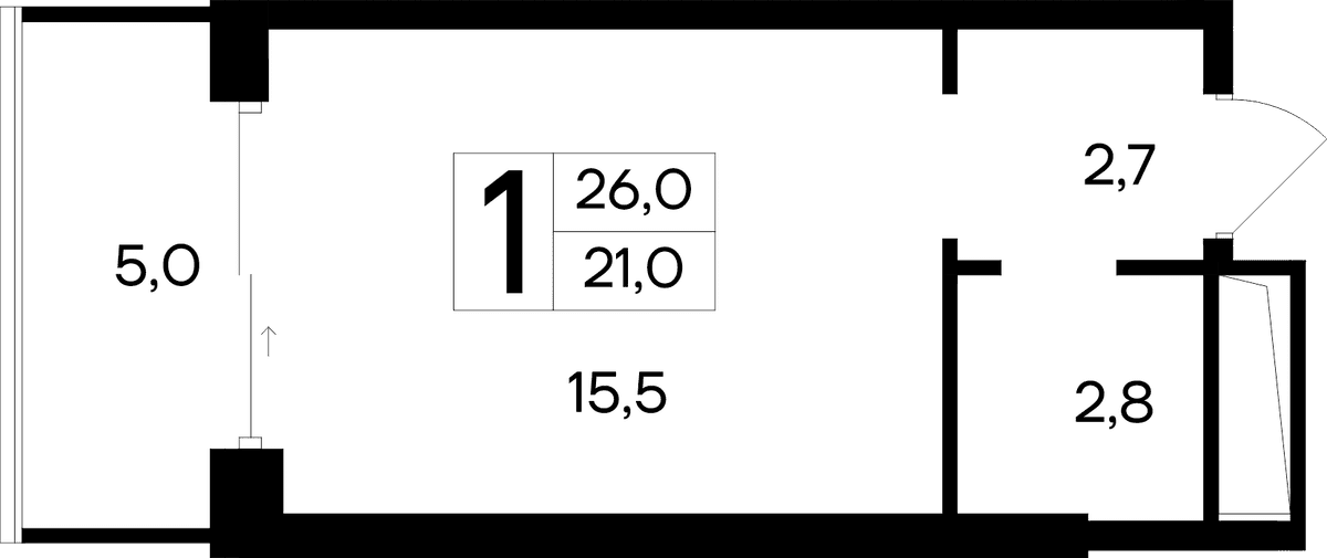 1-к, 26 м² · Ривьера Евпатории
