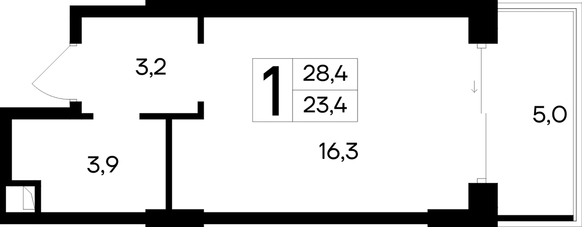 1-к, 28.4 м² · Ривьера Евпатории