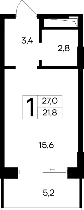 1-к, 27 м² · Ривьера Евпатории