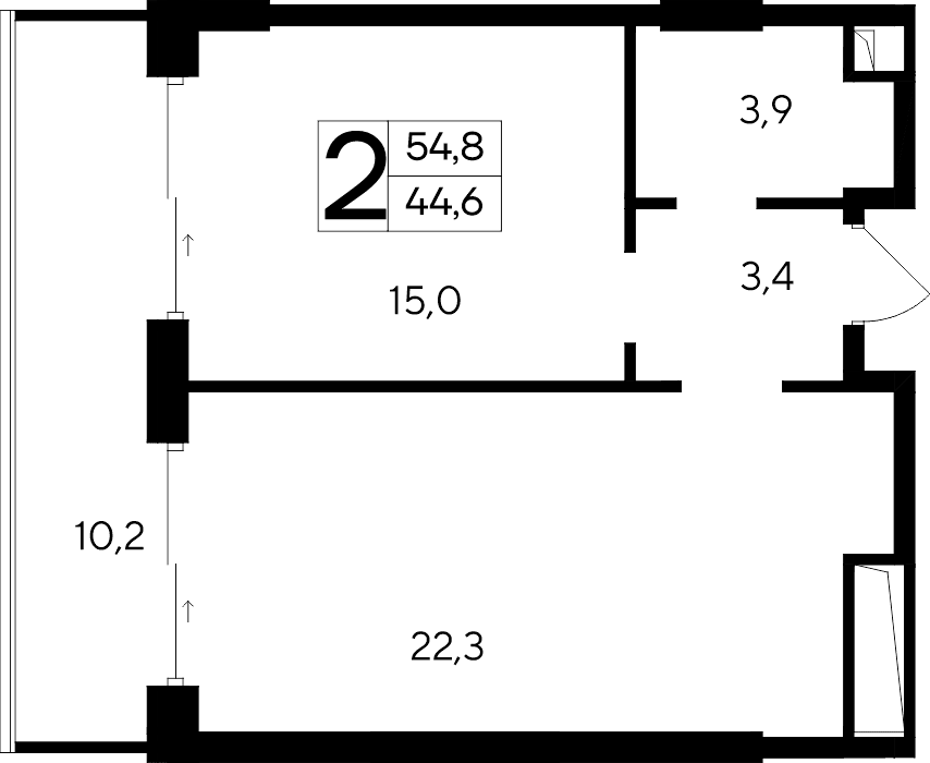 2-к, 54.8 м² · Ривьера Евпатории