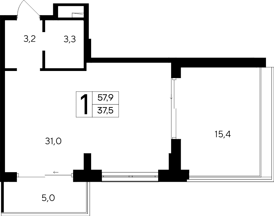 1-к, 57.9 м² · Ривьера Евпатории