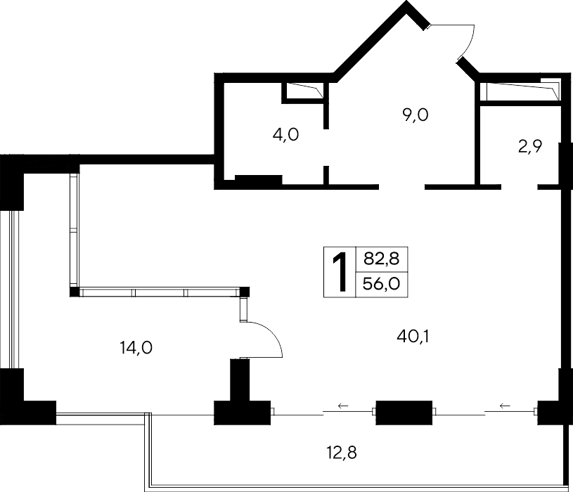 1-к, 82.8 м² · Ривьера Евпатории