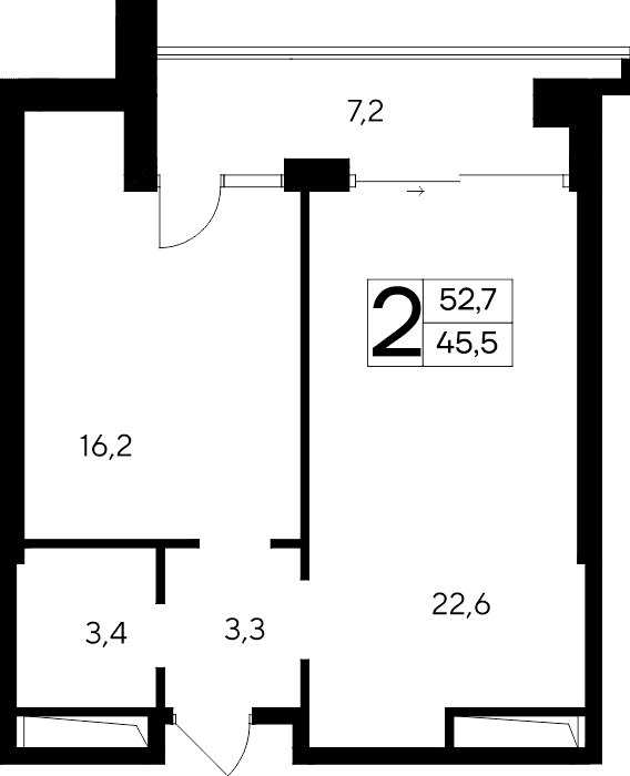 2-к, 52.7 м² · Ривьера Евпатории