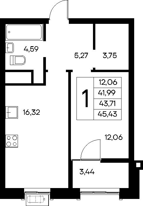 1-к, 45.43 м² · Новый Судак