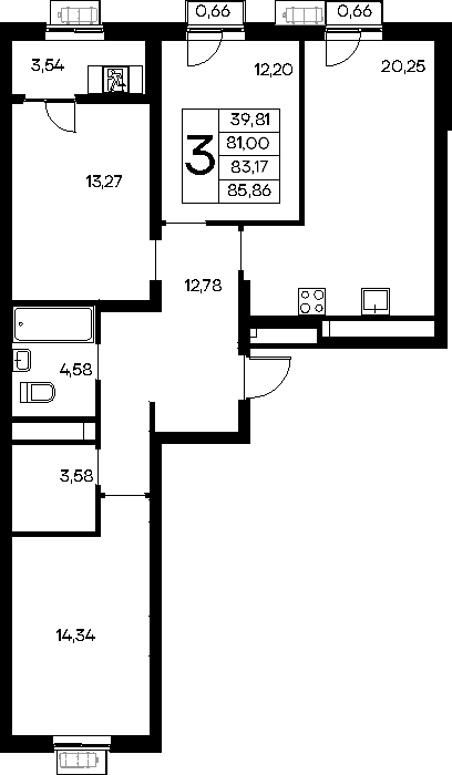 3-к, 85.86 м² · Новый Судак